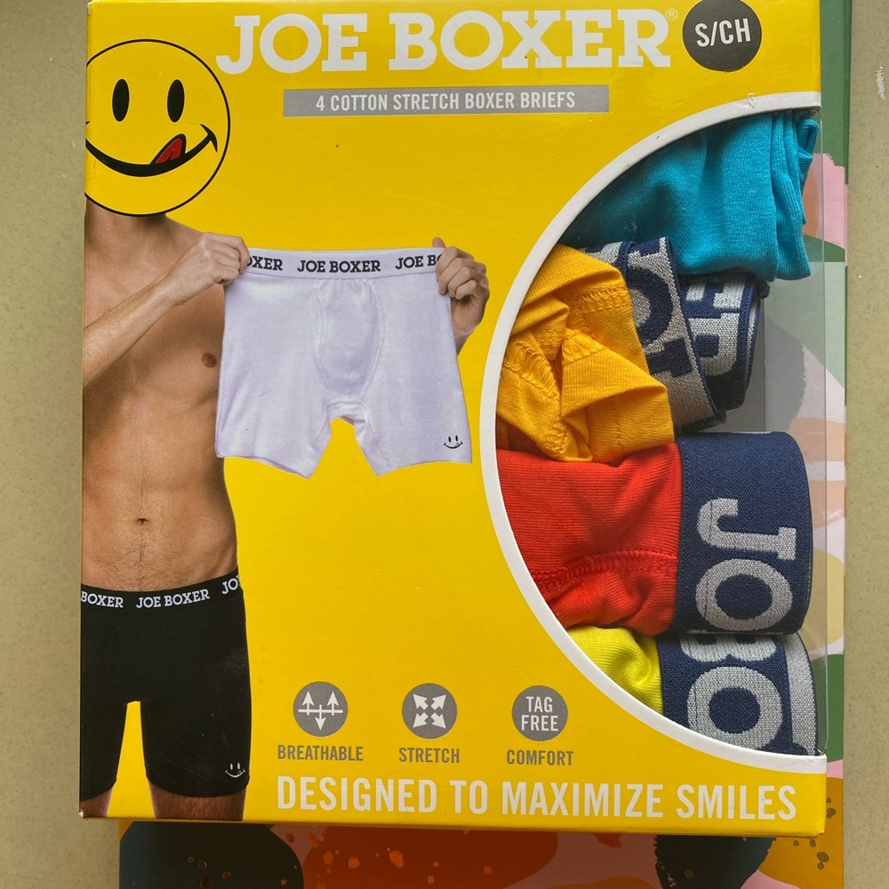 NIB joe boxer 4 cotton stretch boxer briefs size small (28-30)